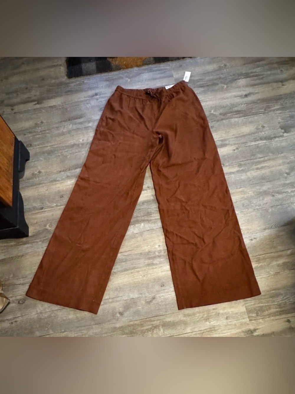 Reitmans high rise wide leg tall linen blend brown pants size medium